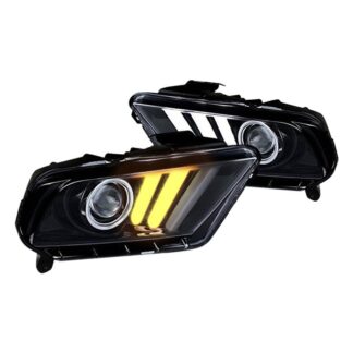 Seq Signal Led Projector Headlight Gloss Black Smoke Lens | 10-14 Ford Mustang