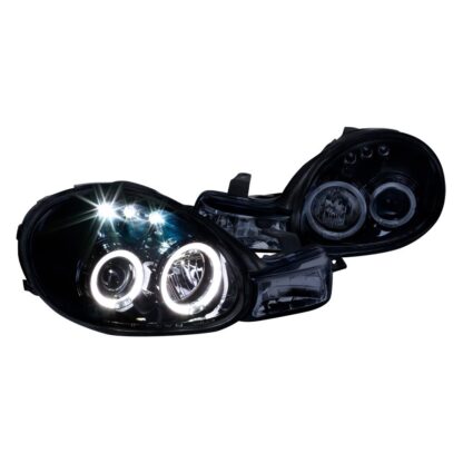 Projector Headlight Gloss Black Housing Smoke Lens | 00-02 Dodge Neon