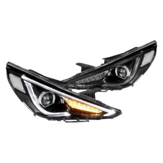 Clear Lens Led Tube Head Lights With Matte Black Housing | 11-14 Hyundai Sonata