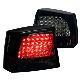 Led Tail Lights Glossy Black Housing With Smoke Lens | 05-08 Dodge Charger