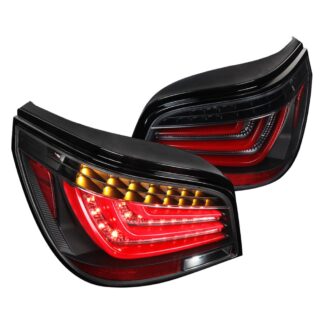 Led Tail Lights- Black Housing- Clear Lens With Red Light Bar | 04-07 Bmw E60 5 Series