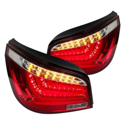 5 Series Red Clear Led Tail Lights | 04-07 Bmw E60 5 Series