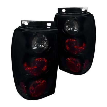Euro Tail Lights Glossy Black Housing With Smoke Lens | 95-97 Ford Explorer