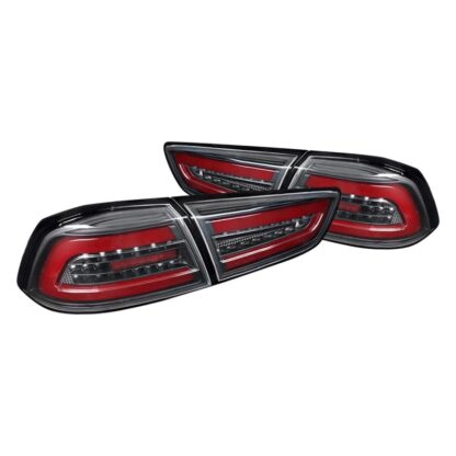 Led Tail Lights- Black Housing- Clear Lens With Red Light Bar | 08-17 Mitsubishi Lancer Evo X
