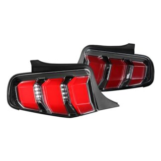 Led Tail Lights-Black Trim-Red Bar | 10-12 Ford Mustang