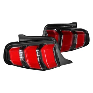 Led Light Bar Tail Lights- Black Housing With Clear Lens White And Red Light Bar | 10-12 Ford Mustang
