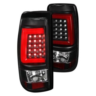 Led Light Bar Tail Lights- Black Housing- Clear Lens With Red Light Bar | 03-07 Chevy Silverado
