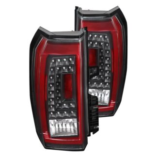 Led Tail Lights- Black Housing- Clear Lens With Red Light Bar | 15-18 Chevy Tahoe
