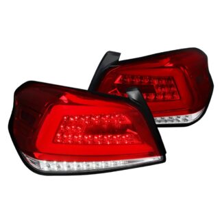 Sequential Led Tail Lights- Chrome Housing Red Clear Lens With White Bar | 15-19 Subaru Wrx