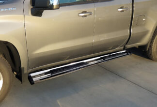 Running Board-S Series Polish | 2019-2021 Chevy Silverado 1500 Extended Cab/ Double Cab/2019-2021 GMC Sierra 1500 Extended Cab/ Double Cab/2020-2021 Chevy Silverado 2500/3500 Extended Cab/ Double Cab/2020-2021 GMC Sierra 2500/3500 Extended Cab/ Double Cab|Incl. Diesel models with DEF tanks|Excl. 2019 Silverado 1500 LD & 2019 Sierra 1500 Limited (Pair)
