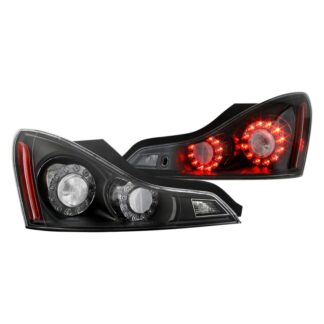 ( Akkon ) Infiniti G35 G37 08-13 Coupe Only / Q60 14-15 OEM Style Tail Lights - Signal-7440A(Included) ; Reverse-921(Included) - Black