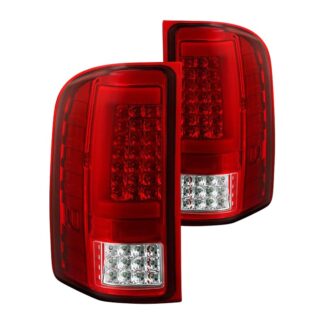 Chevy Silverado 1500 07-13  2500HD/3500HD 07-14  GMC Sierra 3500HD Dually Models 07-14 ( Does Not Fit Model With Reverse Bulb 921 ) Version 2 Light Bar LED Tail Lights - Red Clear