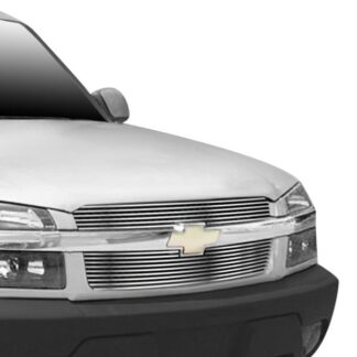 GR03FEC29C Silver Hairline Finish Horizontal Billet Grille | 2001-2006 Chevy Avalanche  With Body Cladding (MAIN UPPER)