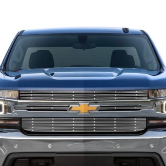 GR03FEF55F Chrome Polished Diy 20Mm Horizontal Channel Billet With Rivet Grille | 2019-2021 Chevy Silverado 1500 RST/LT/LT Trail Boss (Excl. 2019 Silverado 1500 LD/Classic Style) (MAIN UPPER)