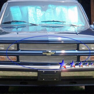 GR03FEG35A Polished Horizontal Billet Grille | 1994-1999 Chevy Blazer Not For S-10/1994-1999 Chevy C/K Pickup Not For C2500 Single Light/1994-1999 Chevy Suburban /1994-1999 Chevy Tahoe (MAIN UPPER)