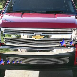 GR03FEG66A Polished Horizontal Billet Grille | 2007-2013 Chevy Silverado 1500 only for models with logo height exceeding center bar (MAIN UPPER)
