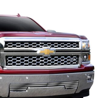 GR03FEI90T Chrome Polished 20 Mm Horizontal Channel Billet Grille | 2014-2015 Chevy Silverado 1500 (LOWER BUMPER)