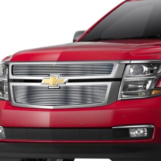 GR03FFC20C Silver Hairline Finish Horizontal Billet Grille | 2015-2020 Chevy Suburban (For Both Honeycomb Style and Bar Style)/2015-2020 Chevy Tahoe (For Both Honeycomb Style and Bar Style) (MAIN UPPER)