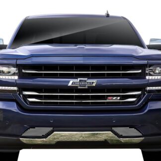 GR03FFC23A Polished Horizontal Billet Grille | 2016-2018 Chevy Silverado 1500 (Incl. 2019 Silverado 1500 LD) Without Tow Hook (LOWER BUMPER)
