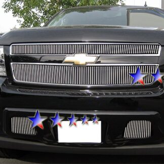 GR03FFD67V Polished Vertical Billet Grille | 2007-2014 Chevy Avalanche Not For Z71 Model Tow Hook Must be Removed/2007-2014 Chevy Suburban Not For Z71 Model Tow Hook Must be Removed/2007-2014 Chevy Tahoe Not For Z71/ Hybrid Model Tow Hook Must be Removed (TOW HOOK)