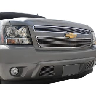 GR03FGI19A Polished Horizontal Billet Grille | 2007-2014 Chevy Avalanche /2007-2014 Chevy Suburban /2007-2014 Chevy Tahoe Not For Hybrid (MAIN UPPER + TOW HOOK)