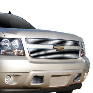 GR03FGI19S Chrome Polished 8X6 Horizontal Billet Grille | 2007-2014 Chevy Avalanche /2007-2014 Chevy Suburban /2007-2014 Chevy Tahoe Not For Hybrid (MAIN UPPER + TOW HOOK)
