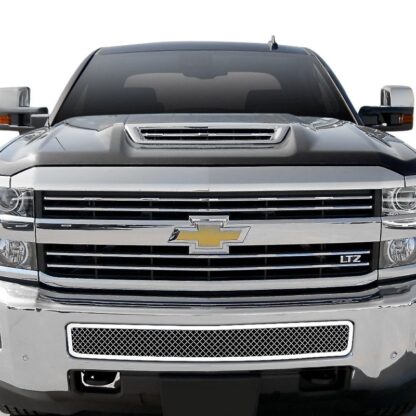 Chrome Polished Wire Mesh Grille 2015-2019 Chevy Silverado 3500 HD  Lower Bumper Without Parking Sensor
