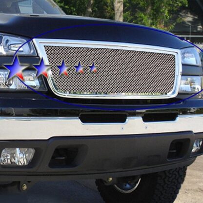 Chrome Polished Wire Mesh Grille 2005-2006 Chevy Silverado 1500 HD  Main Upper