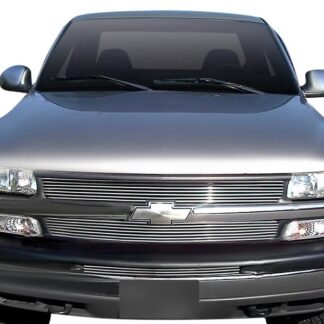 GR03HAA02A Polished Horizontal Billet Grille | 1999-2002 Chevy Silverado 1500 /2000-2006 Chevy Suburban /2000-2006 Chevy Tahoe /2000-2006 Chevy Avalanche (MAIN UPPER + LOWER BUMPER)