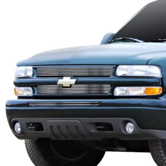 GR03HAA02S Chrome Polished 8X6 Horizontal Billet Grille | 1999-2002 Chevy Silverado 1500 /2000-2006 Chevy Suburban /2000-2006 Chevy Tahoe /2000-2006 Chevy Avalanche (MAIN UPPER + LOWER BUMPER)