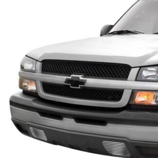 GR03HEC03C Silver Hairline Finish Horizontal Billet Grille | 2003-2006 Chevy Silverado 1500 Tow Hook Cover/2003-2006 Chevy Silverado 2500 HD Tow Hook Cover/2003-2006 Chevy Silverado 3500 Tow Hook Cover/2003-2006 Chevy Silverado 1500 HD Tow Hook Cover/2003-2004 Chevy Silverado 2500 Tow Hook Cover/2007 Chevy Silverado 1500 Tow Hook Cover Classic Style/2007 Chevy Silverado 2500 HD Tow Hook Cover Classic Style/2007 Chevy Silverado 3500 Tow Hook Cover Classic Style/2002-2006 Chevy Avalanche Tow Hook Cover Without Body Cladding (TOW HOOK)