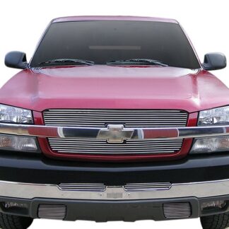 GR03HEC17S Chrome Polished 8X6 Horizontal Billet Grille | 2003-2006 Chevy Avalanche 1500 Without Body Cladding/2003-2005 Chevy Silverado 1500 /2003-2004 Chevy Silverado 2500 /2003-2004 Chevy Silverado 3500 /2003-2005 Chevy Silverado 1500 HD /2003-2004 Chevy Silverado 2500 HD /2002-2006 Chevy Avalanche 2500 Without Body Cladding (MAIN UPPER)