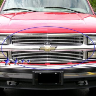 GR03HEJ11A Polished Horizontal Billet Grille | 1994-1999 Chevy Blazer Not For S-10/1994-1999 Chevy C/K Pickup Not For C2500 Single Light/1994-1999 Chevy Suburban /1995-1999 Chevy Tahoe (MAIN UPPER)