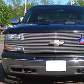 GR03HEJ25A Polished Horizontal Billet Grille | 1999-2002 Chevy Silverado 1500 Full Face/2000-2006 Chevy Suburban Full Face/2000-2006 Chevy Tahoe Full Face (MAIN UPPER)