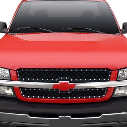Black Powder Coated 1.8 mm Wire Mesh Rivet Style Grille | Chevy Avalanche Without Body Cladding (MAIN UPPER)