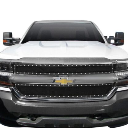 Black Powder Coated 1.8 mm Wire Mesh Rivet Style Grille | Chevy Silverado Not For Z71 and High Country Model (MAIN UPPER)