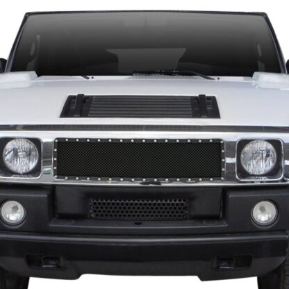 Black Powder Coated 1.8 mm Wire Mesh Rivet Style Grille | Hummer H2  (MAIN UPPER)