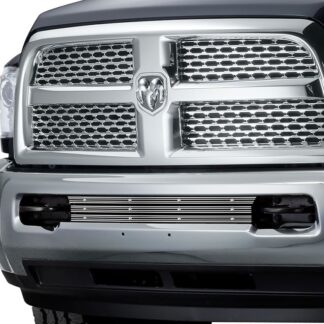 GR04FFC32F Chrome Polished Diy 20 Mm Horizontal Channel Billet With Rivet Grille | 2010-2018 Ram 2500 Tow Hook Show/ 2010-2018 Ram 3500 Tow Hook Show (LOWER BUMPER)