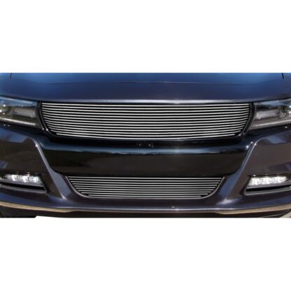 GR04FFC46A Polished Horizontal Billet Grille | 2015-2018 Dodge Charger Without Adaptive Cruise Control (Not for Daytona and RT SCAT Pack and SRT)/2019-2021 Dodge Charger Without Adaptive Cruise Control Only for SXT (LOWER BUMPER)