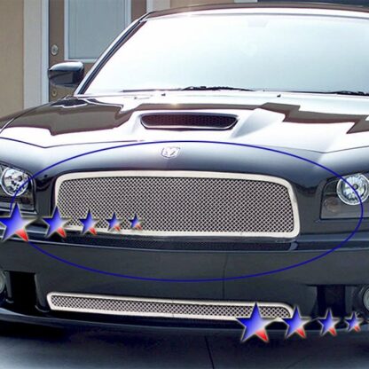 Chrome Polished Wire Mesh Grille 2005-2010 Dodge Charger  Main Upper 1 PC Cover All