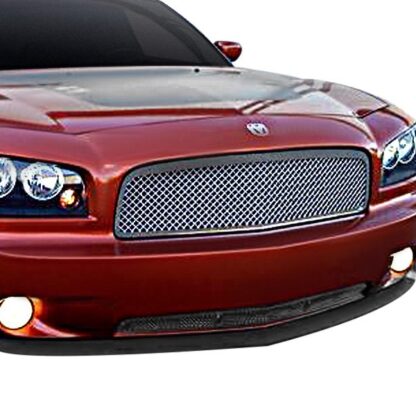 Chrome Polished Wire Mesh Grille 2005-2010 Dodge Charger  Main Upper + Lower Bumper