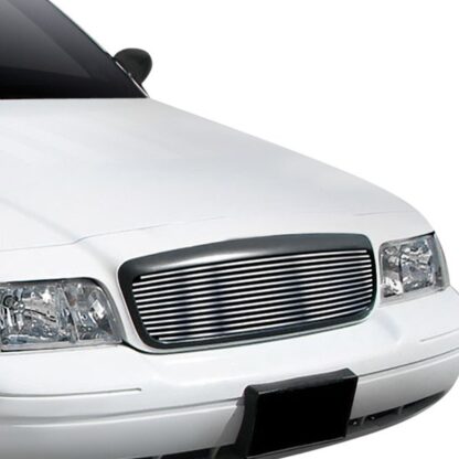 GR06FEI39C Silver Hairline Finish Horizontal Billet Grille | 1998-2012 Ford Victoria Only For Honeycomb Style Logo Cover (MAIN UPPER)
