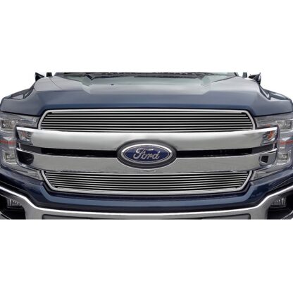 GR06FFD43A Polished Horizontal Billet Grille | 2018-2020 Ford F-150 King Ranch Square Mesh Style/2018-2020 Ford F-150 Plantium Square Mesh Style (MAIN UPPER)