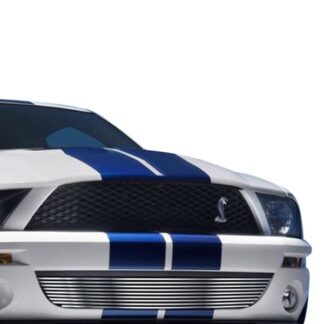 GR06FFF67C Silver Hairline Finish Horizontal Billet Grille | 2007-2009 Ford Shelby GT 500 (LOWER BUMPER)