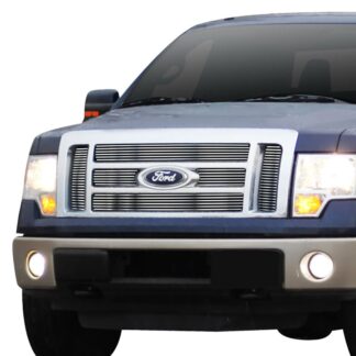 GR06FFG88S Chrome Polished 8X6 Horizontal Billet Grille | 2009-2012 Ford F-150 Lariat /2009-2012 Ford F-150 King Ranch (MAIN UPPER)
