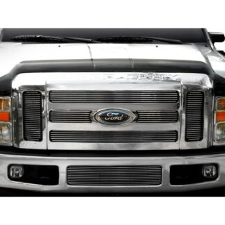 GR06FGH03A Polished Horizontal Billet Grille | 2008-2010 Ford F-250 SD Not For FX4 4WD/Harley Davidson/2008-2010 Ford F-350 SD Not For FX4 4WD/Harley Davidson/2008-2010 Ford F-450 SD Not For FX4 4WD/Harley Davidson/2008-2010 Ford F-550 SD Not For FX4 4WD/Harley Davidson (MAIN UPPER + LOWER BUMPER)