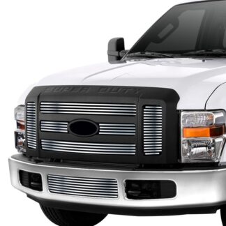 GR06FGH03S Chrome Polished 8X6 Horizontal Billet Grille | 2008-2010 Ford F-250 SD Not For FX4 4WD/Harley Davidson/2008-2010 Ford F-350 SD Not For FX4 4WD/Harley Davidson/2008-2010 Ford F-450 SD Not For FX4 4WD/Harley Davidson/2008-2010 Ford F-550 SD Not For FX4 4WD/Harley Davidson (MAIN UPPER + LOWER BUMPER)