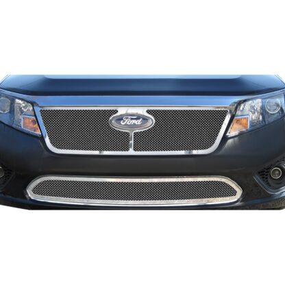 Chrome Polished Wire Mesh Grille 2010-2012 Ford Fusion  Main Upper + Lower Bumper