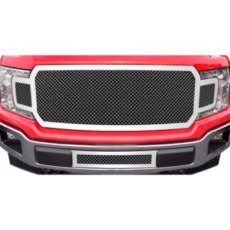 Chrome Polished Wire Mesh Grille 2018-2020 Ford F-150  Main Upper Without Front Camera