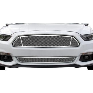 Chrome Polished Wire Mesh Grille 2015-2017 Ford Mustang  Main Upper Only for V6 Base models